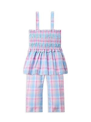Little Girl's & Madras Plaid Top Pants Set