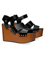 110MM Studded Leather Platform Wedge Sandals