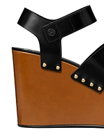 110MM Studded Leather Platform Wedge Sandals