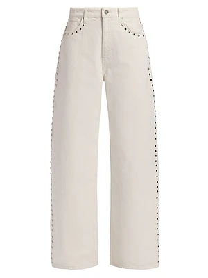 Cary Studded High-Rise Wide-Leg Jeans
