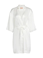 Camille Silk Lace-Trimmed Short Robe