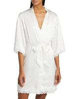 Camille Silk Lace-Trimmed Short Robe
