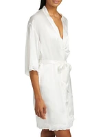 Camille Silk Lace-Trimmed Short Robe