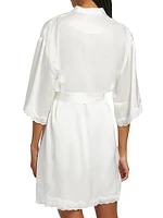 Camille Silk Lace-Trimmed Short Robe