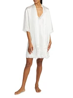 Camille Silk Lace-Trimmed Short Robe
