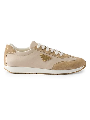 Drill Fabric and Suede Sneakers