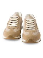 Drill Fabric and Suede Sneakers