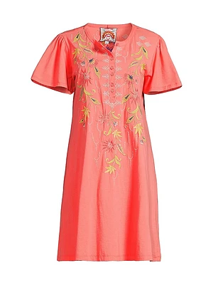 Calista Cotton-Embroidered Minidress