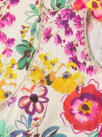Evalon Floral Linen Midi-Dress