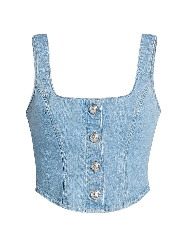 Saga Denim Button-Front Tank