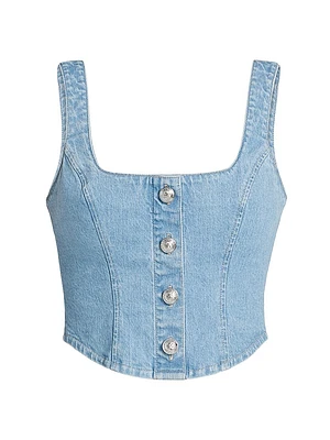 Saga Denim Button-Front Tank