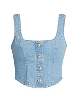 Saga Denim Button-Front Tank