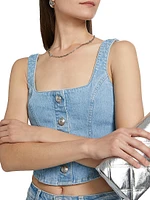 Saga Denim Button-Front Tank