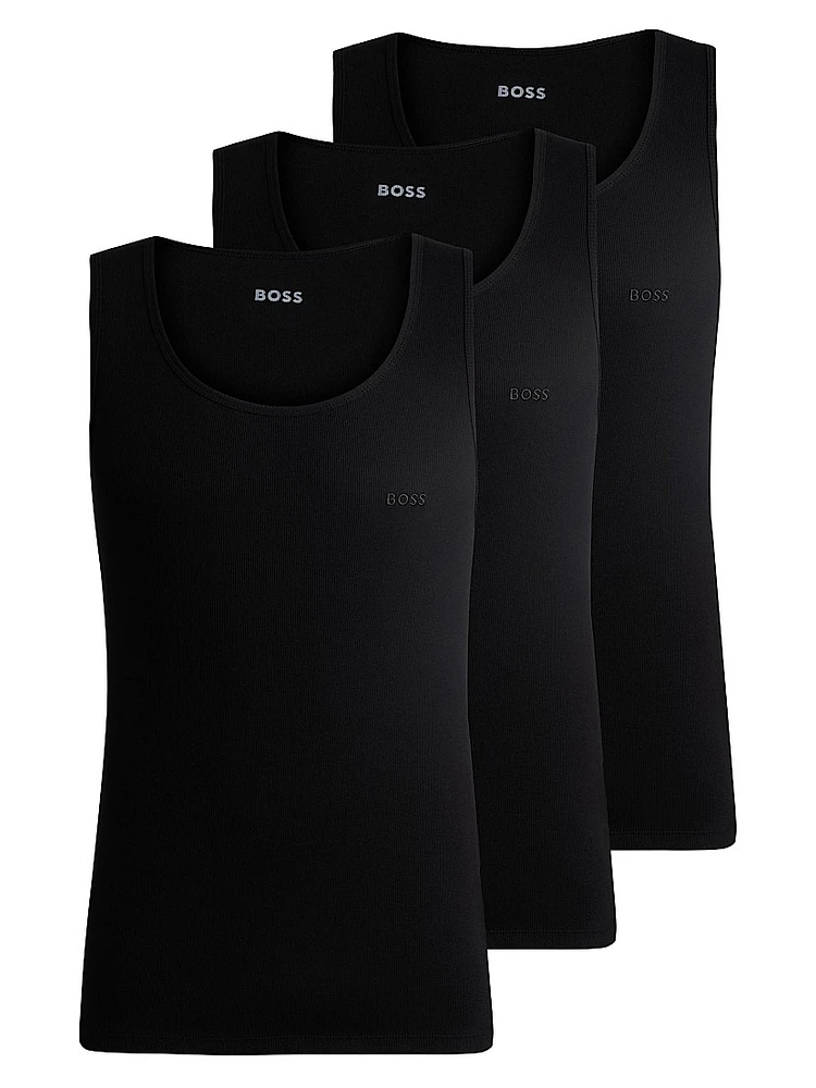 Three-Pack of Cotton Tank Tops with Embroidered Logos