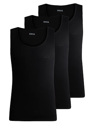 Three-Pack of Cotton Tank Tops with Embroidered Logos