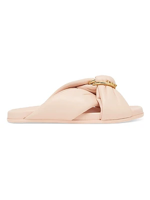 Fendi Feel Knot Leather Slide Sandals