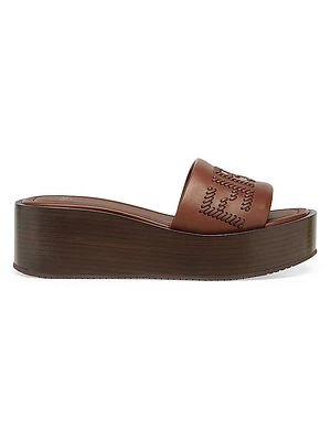 Sunshine 65MM FF Leather Platform Slide Sandals