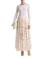 Sif Printed Pleated Maxi Skirt