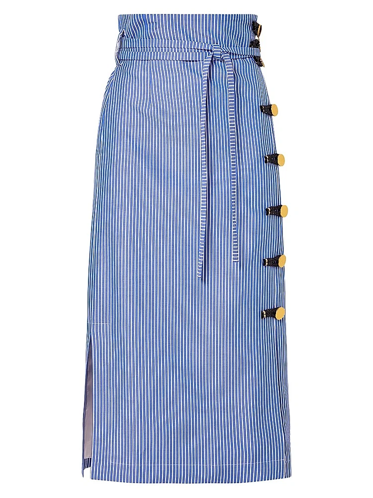 Hiroki Striped Cotton Midi Skirt