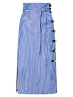 Hiroki Striped Cotton Midi Skirt