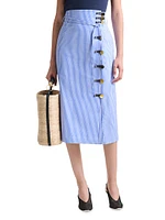 Hiroki Striped Cotton Midi Skirt