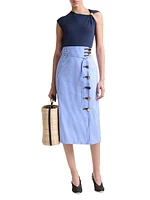 Hiroki Striped Cotton Midi Skirt