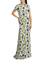 Annie Floral Short-Sleeve Maxi Dress