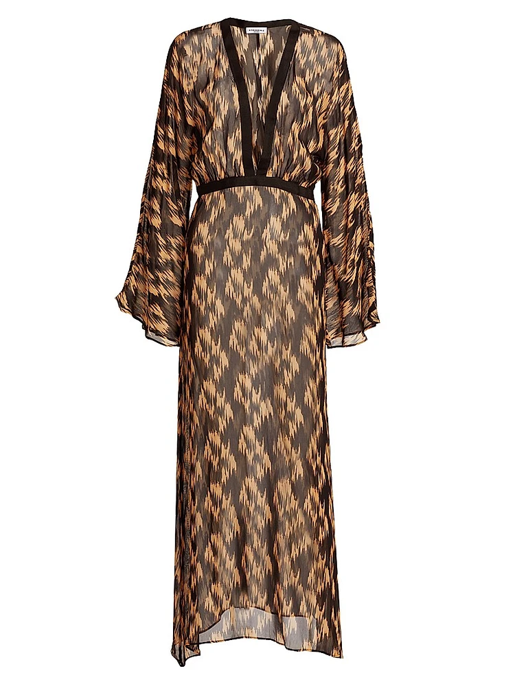 Pepper Printed Long-Sleeve Maxi Dress