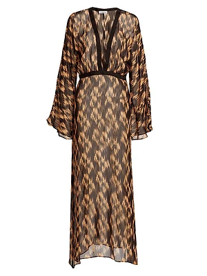 Pepper Printed Long-Sleeve Maxi Dress