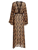 Pepper Printed Long-Sleeve Maxi Dress