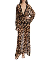 Pepper Printed Long-Sleeve Maxi Dress