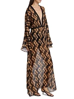 Pepper Printed Long-Sleeve Maxi Dress