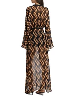 Pepper Printed Long-Sleeve Maxi Dress