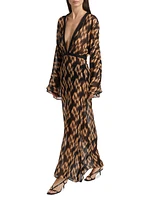 Pepper Printed Long-Sleeve Maxi Dress
