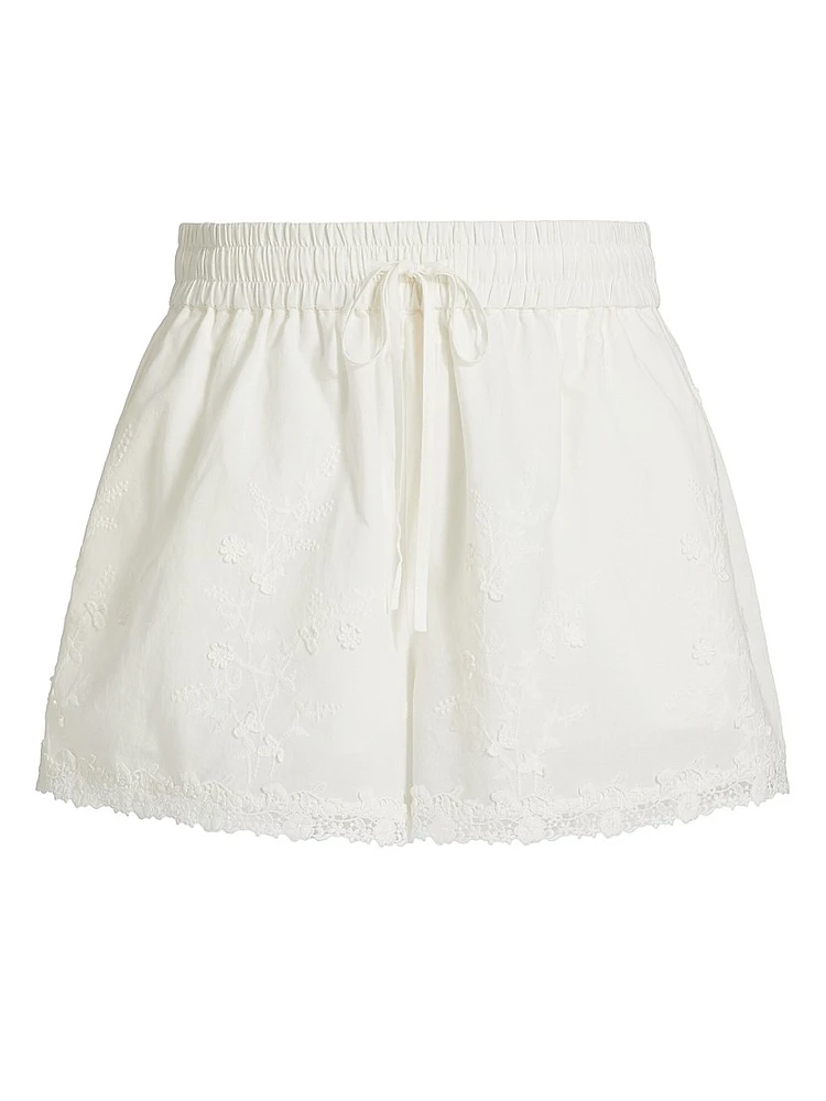 Eila Embroidered Cotton Shorts