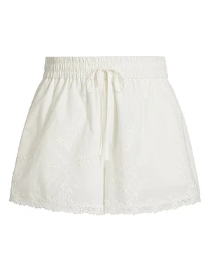 Eila Embroidered Cotton Shorts