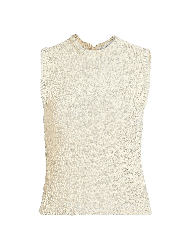 Pira Cotton-Blend Crochet-Knit Top