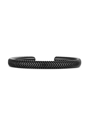 Chevron Cuff Bracelet Black Titanium, 8MM