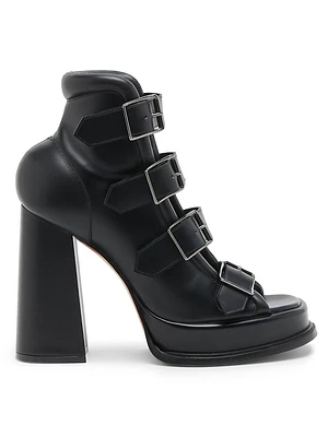 120MM Multi Buckle Leather Platform Sandals