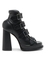 120MM Multi Buckle Leather Platform Sandals