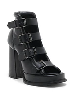 120MM Multi Buckle Leather Platform Sandals