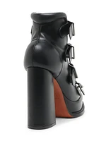120MM Multi Buckle Leather Platform Sandals