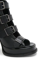 120MM Multi Buckle Leather Platform Sandals