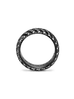 Chevron Band Ring Black Titanium