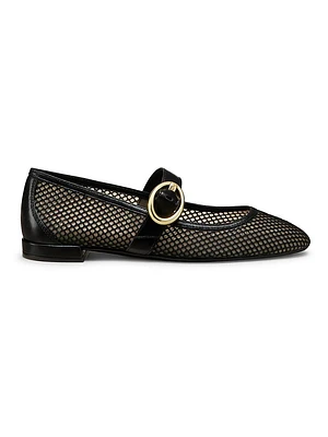 Arabella Mesh & Leather Mary Janes