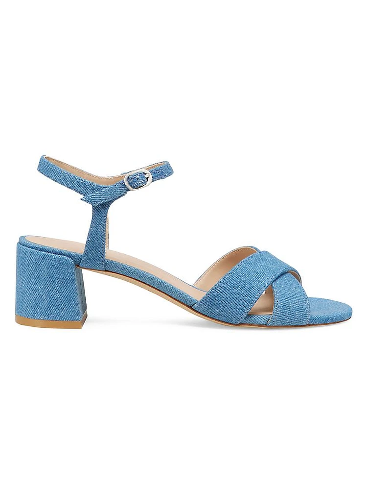 Dayna 50MM Denim Block-Heel Sandals