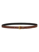 Cassandre Thin Belt Crocodile-Embossed Leather