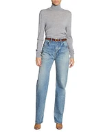 Cassandre Thin Belt Crocodile-Embossed Leather