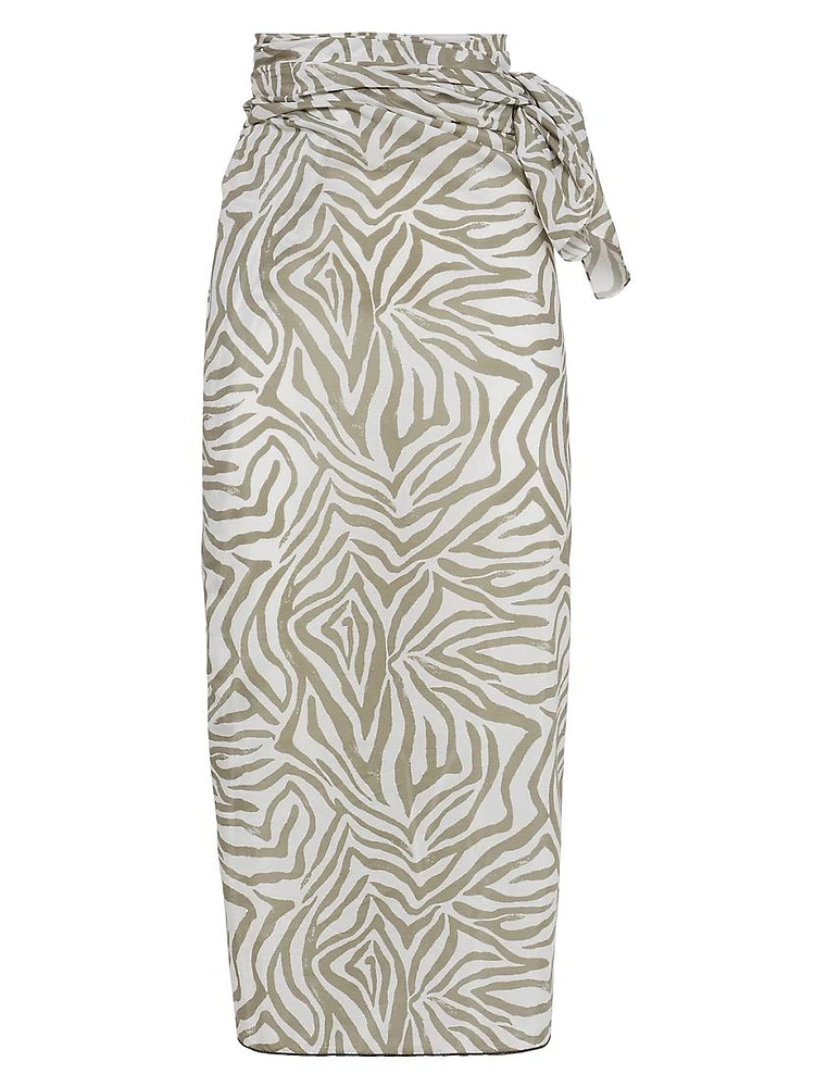 Cotton and Silk Ethnic Print Poplin Sarong