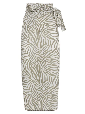 Cotton and Silk Ethnic Print Poplin Sarong